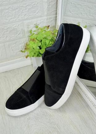 Слипоны / кеды натур замш черные 36-43р все цвета