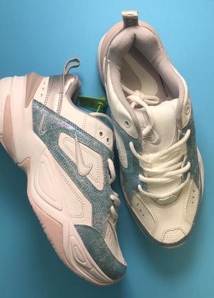 Женские кроссовки nike m2k teckno white blue   .