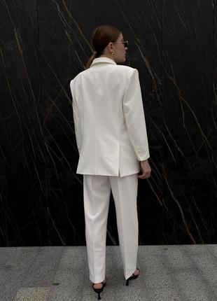 Костюм оверсайз молочного оттенка белый брюк пиджак блейзер жакет в стиле zara mango massimo dutti h&amp;m asos reserved cos3 фото