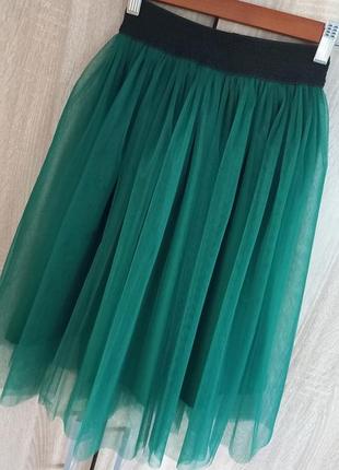 Фатиновая юбка цвет изумруд3 фото