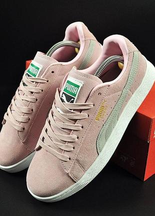 Женские кроссовки puma suede classic pink &amp; gray4 фото