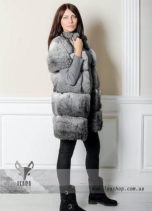 Женская жилетка из серого кролика