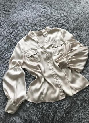 Шовкова блуза з пишними рукавами8 фото
