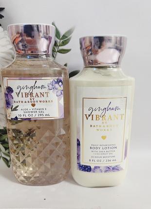 Набор лосьон + гель gingham vibrant от bath and body works1 фото