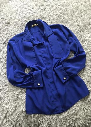 Невероятная кобальтово синяя блуза из натурального шелка2 фото