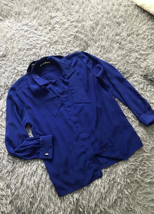 Невероятная кобальтово синяя блуза из натурального шелка4 фото