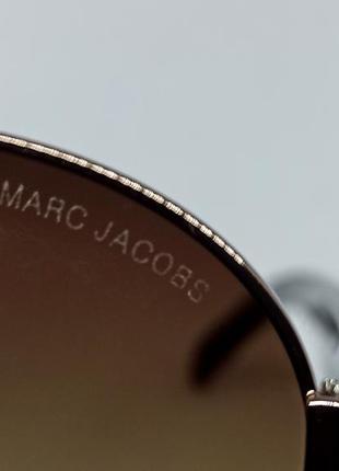Очки в стиле marc jacobs женские солнцезащитные темно коричневый градиент в металлической оправе7 фото