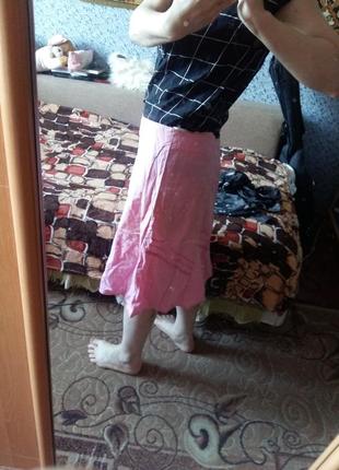 Розовая юбка миди трапеция котон косая канва 48-50р.4 фото