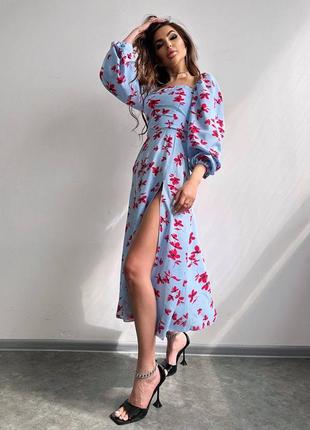 Платье со шнуровкой на спине штапель