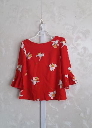 Яскрава віскозна блуза з воланами на рукавах dorothy perkins