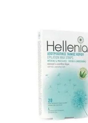 Стрічки для депіляції hellenia 20 шт для обличчя  + 4 вологі серветки aloe vera