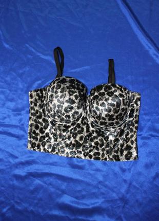 Бархатный корсет с леопардовым принтом для женщин сексуальный укороченный топ  бюстгальтер бюстье3 фото