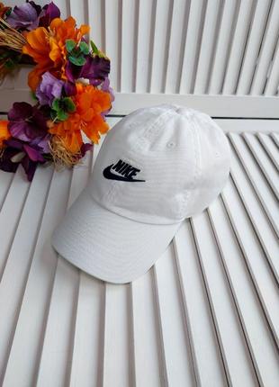 Біла кепка бейсболка 100% бавовна з логотипом nike u nsw h86 cap futura washed
