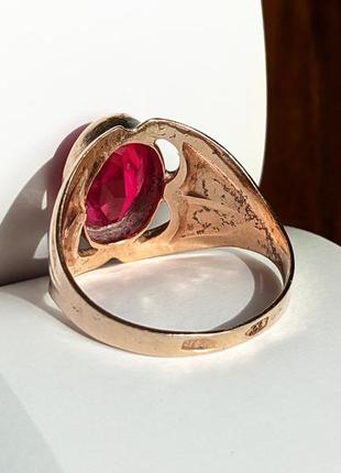 Винтажное серебряное кольцо в позолоте серебро 875 винтаж перстень2 фото