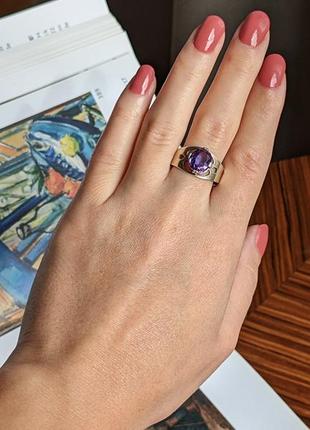 Винтажное серебряное кольцо в позолоте серебро 875 винтаж перстень3 фото