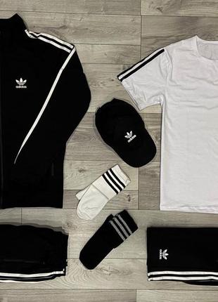 Комплект адедас 7в1/кофта на застежке adidas + штаны adidas +футболка adidas + шорты adidas +кепка adidas +2 пары носков adidas