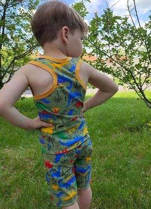 Костюм — двійка дитячий літній для хлопчика борцовка, шорти подовжені, динамічно, бетмен, динозаврик3 фото