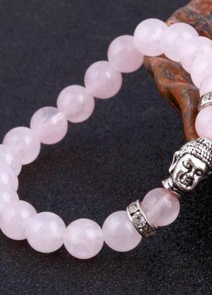 Браслет из розового кварца с буддой