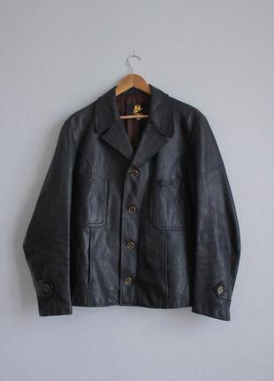 Кожаный пиджак, винтаж. куртка черная2 фото
