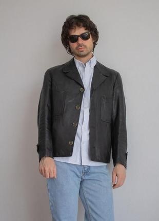 Шкіряний піджак, вінтаж. куртка чорна