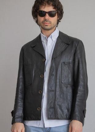 Кожаный пиджак, винтаж. куртка черная7 фото