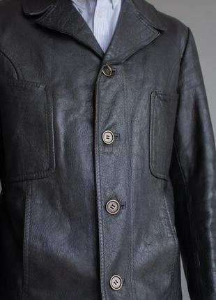 Кожаный пиджак, винтаж. куртка черная4 фото