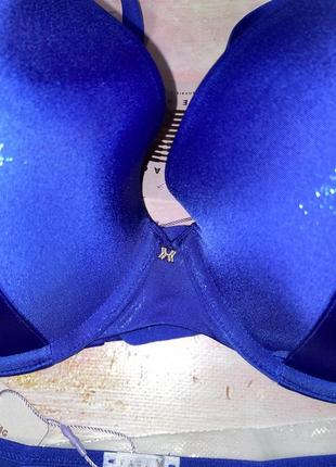 Бюстик синій блискучий ліф кольору електрик бра бюст бюстгальтер від savage fenty by rihanna на подарунок на особливий випадок very sexy7 фото