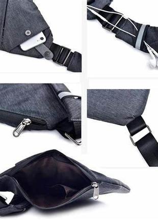 Оригинальная компактная мужская сумка через плечо cross body grey3 фото