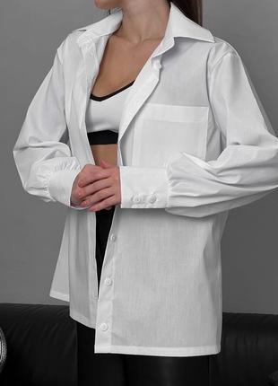 Класична  сорочка 🪡 тканина - котон,колір білий3 фото