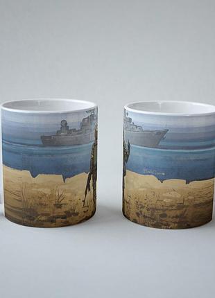 ● подарункова чашка - україна - военний корабль іди на х** ●