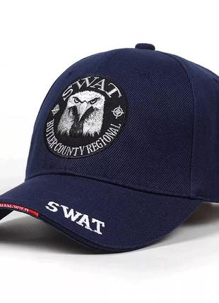 Кепка бейсболка swat (police, fbi) с изогнутым козырьком синяя, унисекс wuke one size