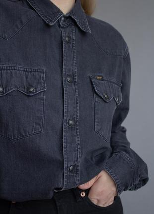 Джинсовая рубашка lee серая, черная (western ) овершот2 фото