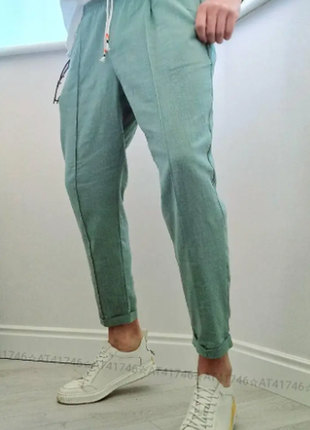 Брюки мужские с карманами на шнуровке льняные: razg802-41746tве