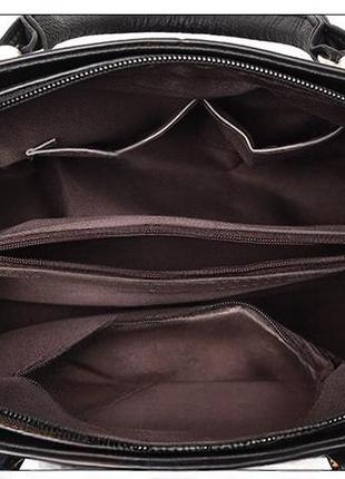 Сучасна жіноча чорна сумка через плече з екошкіри, модна трендова жіноча сумочка для дівчини.6 фото