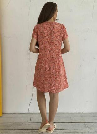 Персиковое штапельное платье4 фото