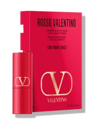 Помада для губ valentino rosso valentino rouge satin intense 100r roman grace 1g minisize