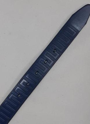 Ремень 02.071.042 синий брючный с текстурным узором кожаный шириной 35 мм3 фото