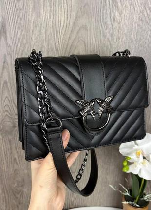 Женская модная  сумочка клатч пинко стеганная, мини сумка в стиле pinko черная