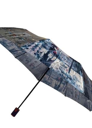 Женский атласный зонт полуавтомат с пейзажами парижа 40397 фото