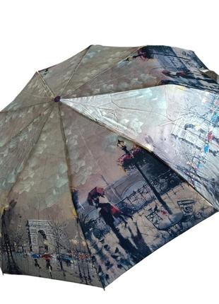 Женский атласный зонт полуавтомат с пейзажами парижа 40393 фото