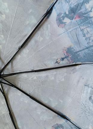 Женский атласный зонт полуавтомат с пейзажами парижа 40398 фото