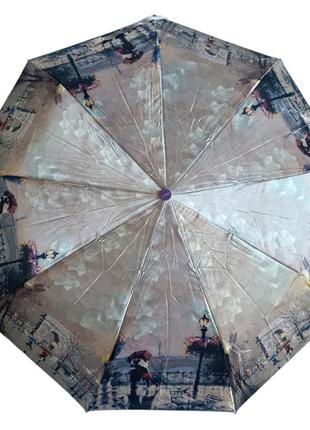 Женский атласный зонт полуавтомат с пейзажами парижа 40391 фото