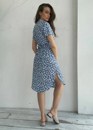 Синее платье в цветочный принт3 фото