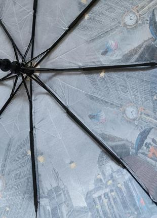 Жіноча атласна парасолька напівавтомат з пейзажами парижа 403910 фото