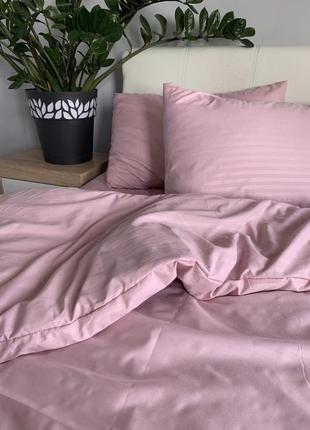 Комплект постельного белья | бязь страйп розовый | полуторный размер