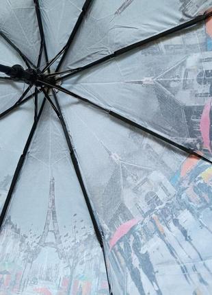 Жіноча атласна парасолька напівавтомат з пейзажами парижа 40397 фото