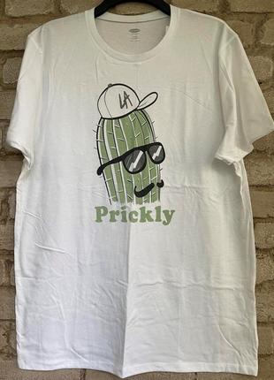 Old navy розмір xl біла бавовняна чоловіча футболка з кактусом довга