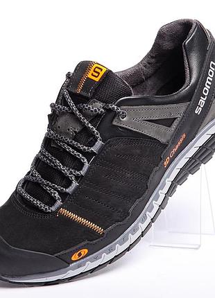 Шкіряні кросівки salomon 3d chassis black9 фото