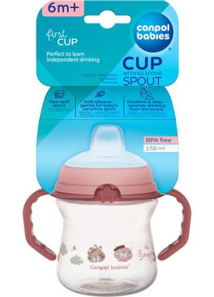 Поильник-непроливайка canpol babies bonjour paris с силиконовым носиком firstcup 150 мл розовая (56/612_pin)8 фото