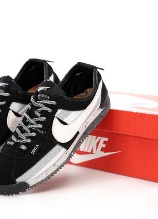 Модні чоловічі шкіряні кросівки,кеди, nike cortez union black grey(чорні з сірим)(41-45)